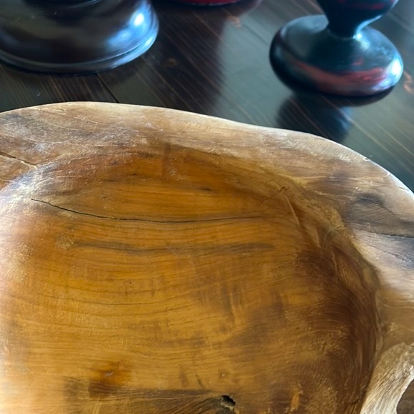 Large Raw Teak Root Wood Bowl, Made In Indonesia. - Picture 7 of 11